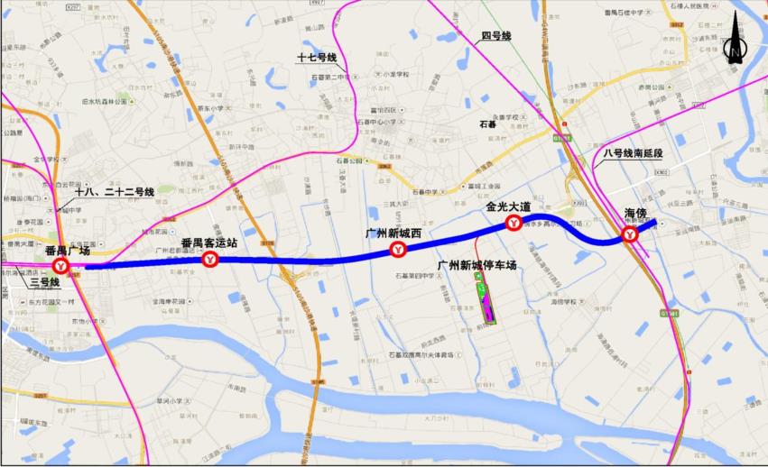 广州地铁三号线东延段、五号线东延段、十号线