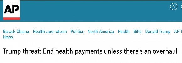 【天下头条】特朗普威胁尽快废除奥巴马医保
