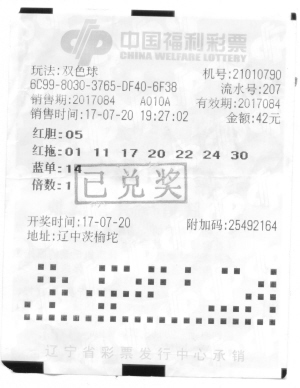 幸运彩民胆拖投注喜中084期双色球二等奖|双色