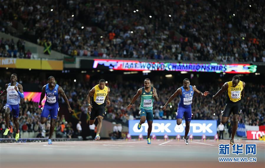 田径--世锦赛:博尔特获得男子百米决赛第三名(