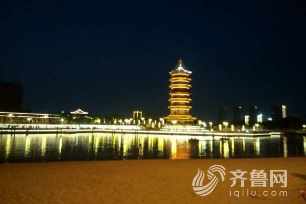 齐河县大清河风景区齐州塔夜景