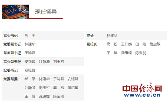 北京大学官网“现任领导”栏信息截图