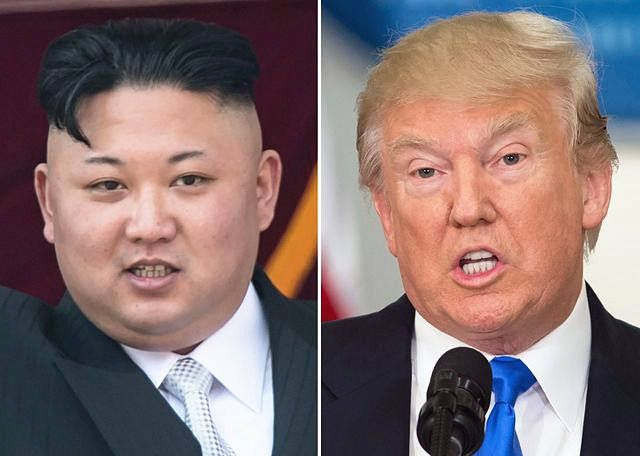  接片：朝鲜最高领导人金正恩（左）和美国总统特朗普。（新华/法新）