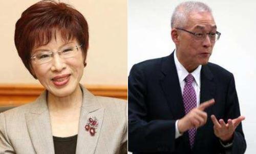 1502581112611834.jpg 中国国民的前任主席洪秀柱和候任主席吴敦义(资料图)