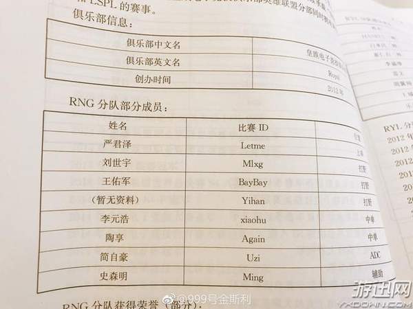 电竞专业教材闹笑话!RNG全员都有名字独缺打