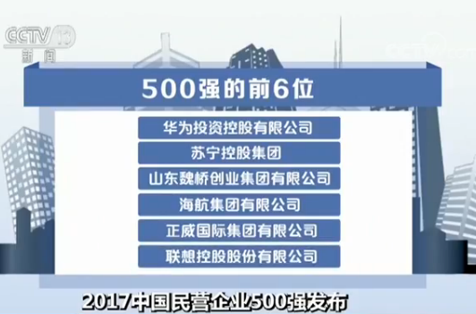 2017中国民营企业500强发布 16家入围世界50