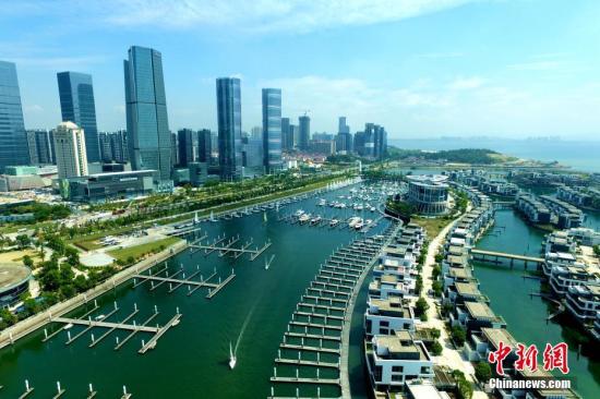 资料图：厦门环岛路CBD商务区和游艇码头。 中新社记者 王东明 摄