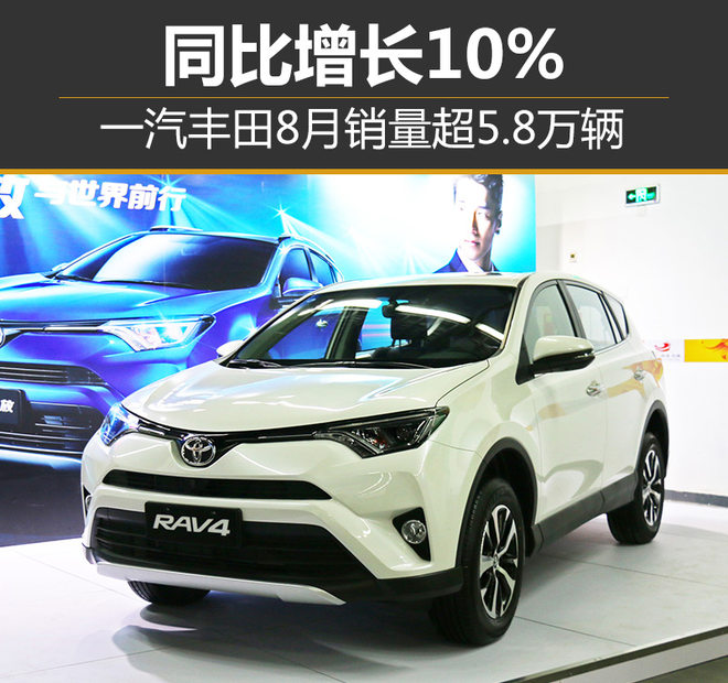 一汽丰田8月销量超5.8万辆 同比增长10%