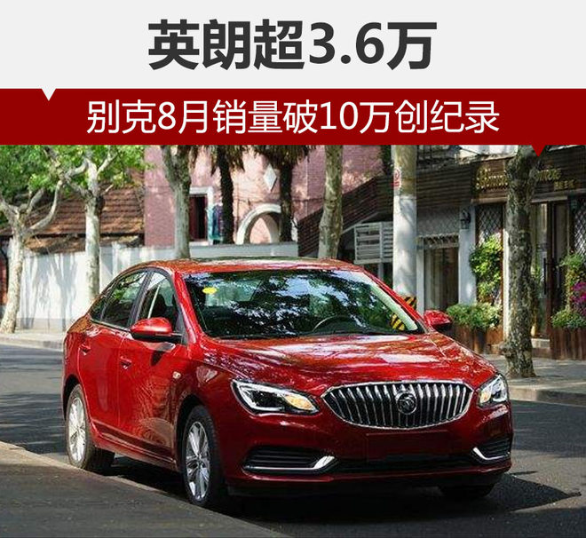 别克8月销量破10万创纪录 英朗超3.6万