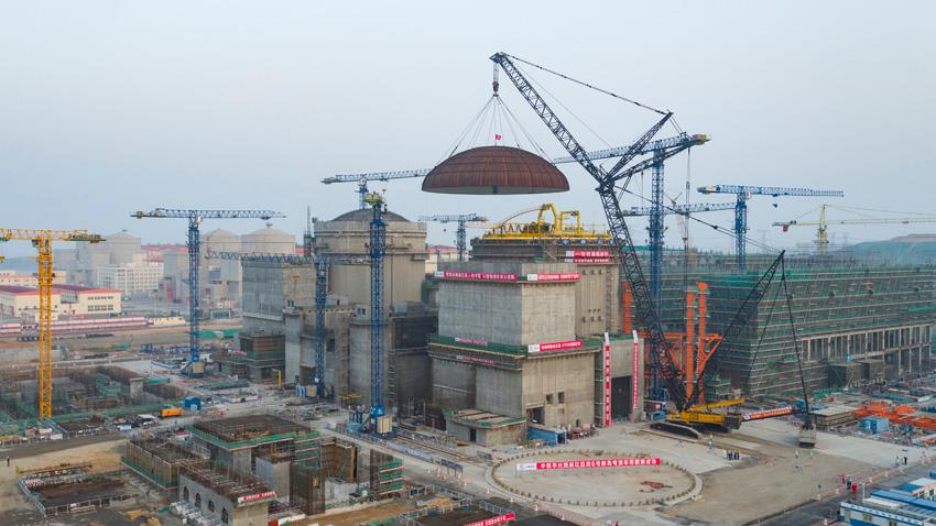 辽宁红沿河核电站6号机组完成穹顶吊装 红沿河