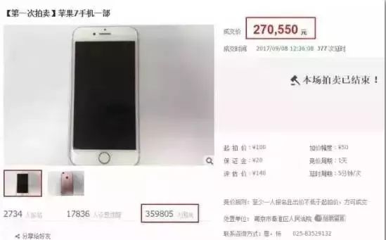 大反转!法院拍卖苹果手机7天价27万竟是恶作剧