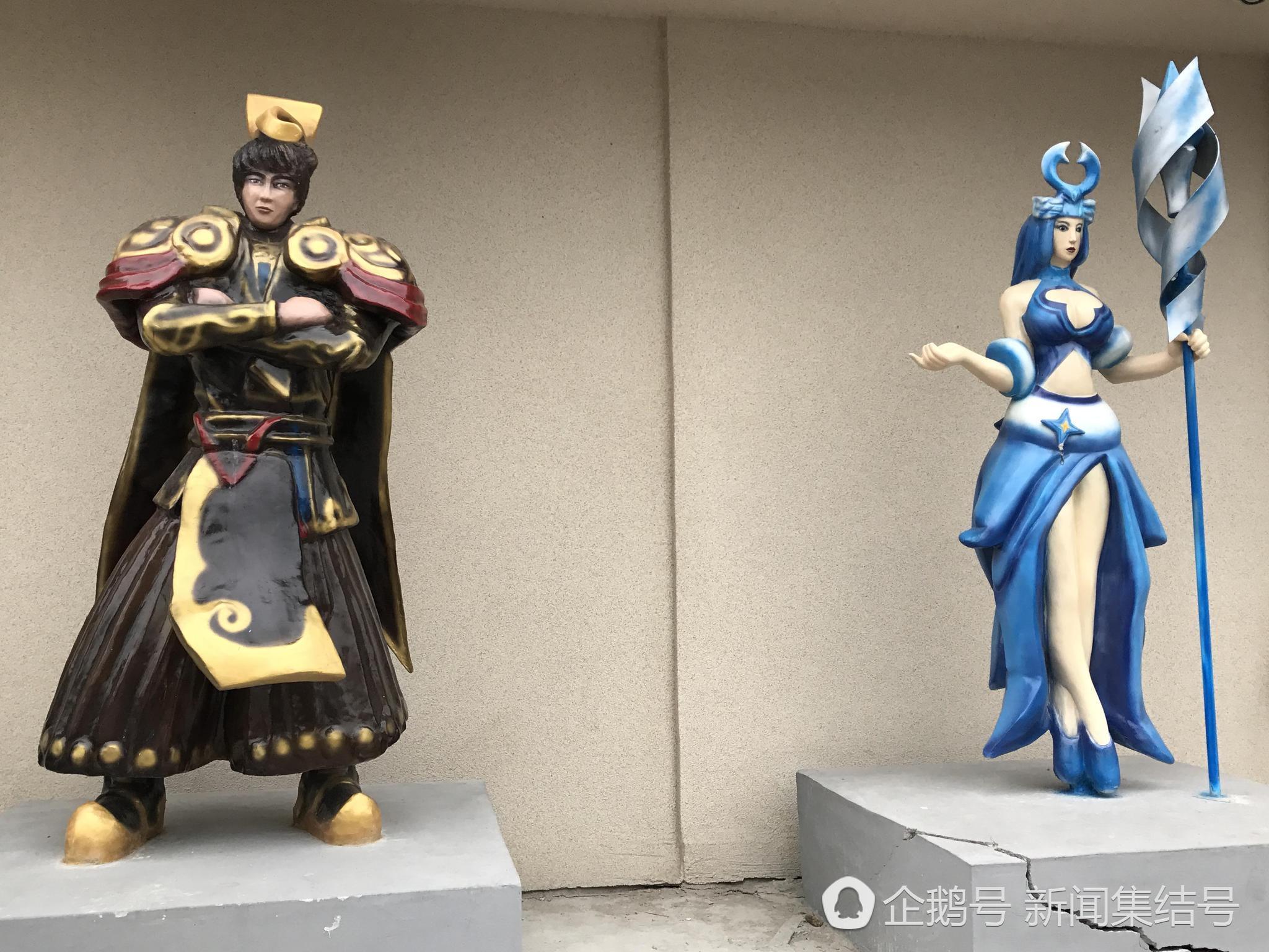 农安街头现王者荣耀雕塑,李白、孙悟空、王昭