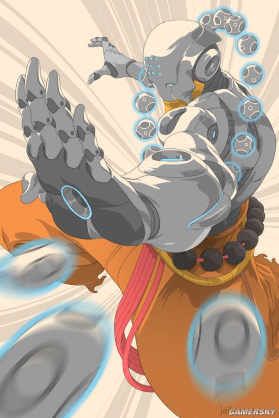 《守望先锋》清新手绘画像 DVa卖萌毛妹搓螺旋丸