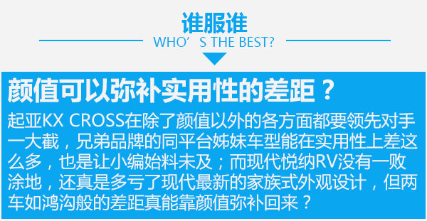 颜值弥补实用性？起亚KX CROSS对比现代悦纳RV