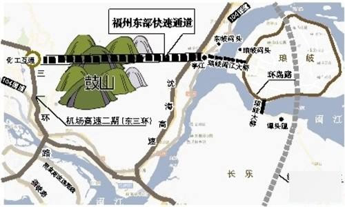 福州东部快速通道示意图 公共交通方面,目前有40路(仁德站←→东方
