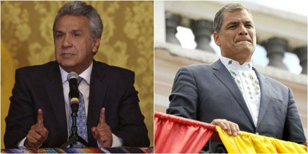  图左为厄瓜多尔总统莱宁·莫雷诺，图右为前总统科雷亚