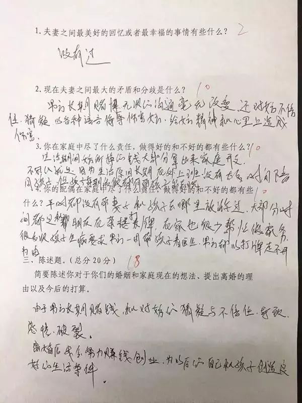 离婚前要先考试?四川一夫妻做离婚试卷均上