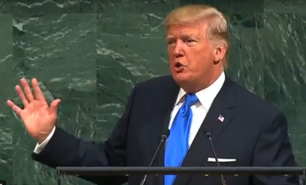  特朗普在联合国大会上发表演讲视频截图