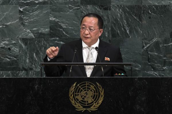 朝鲜外务相李勇浩9月23日出席第72届联合国大会一般性辩论并发言(法新