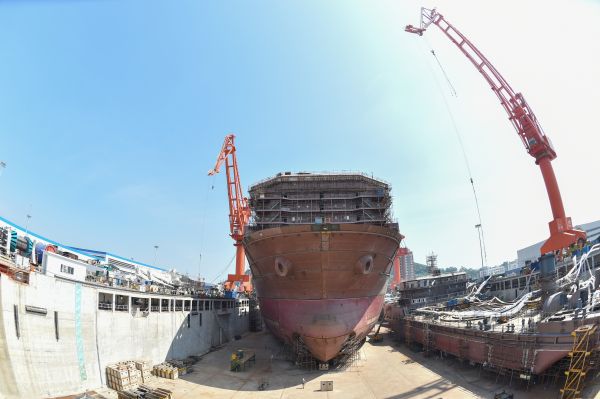  深海采矿船建造现场（9月20日摄）。新华社记者 宋为伟 摄