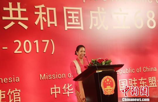 印尼国企部长莉妮致辞。 林永传 摄