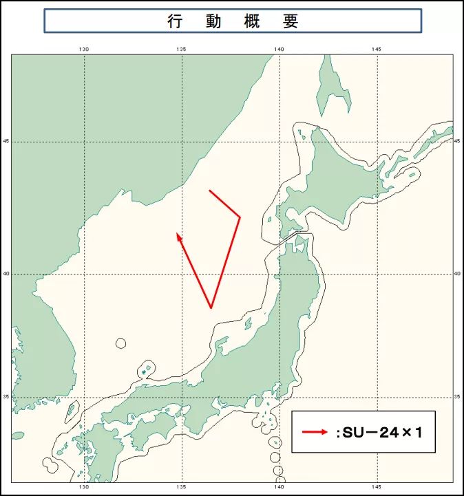 俄军战机飞行路线:没有北上靠近北海道,而是向南逼近佐渡、能登方向(日本统合幕僚监部通报附图)