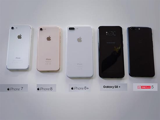 iPhone 7\/8\/8 Plus\/三星S8\/一加5续航测试:苹果