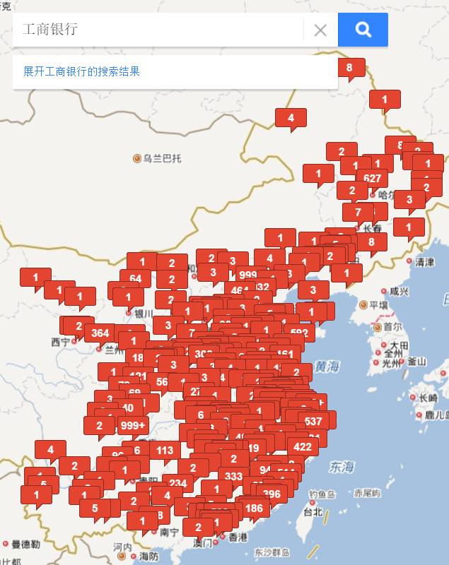 百度地图搜索工商银行部分搜索结果近年来,银行业科技创新飞速发展,工