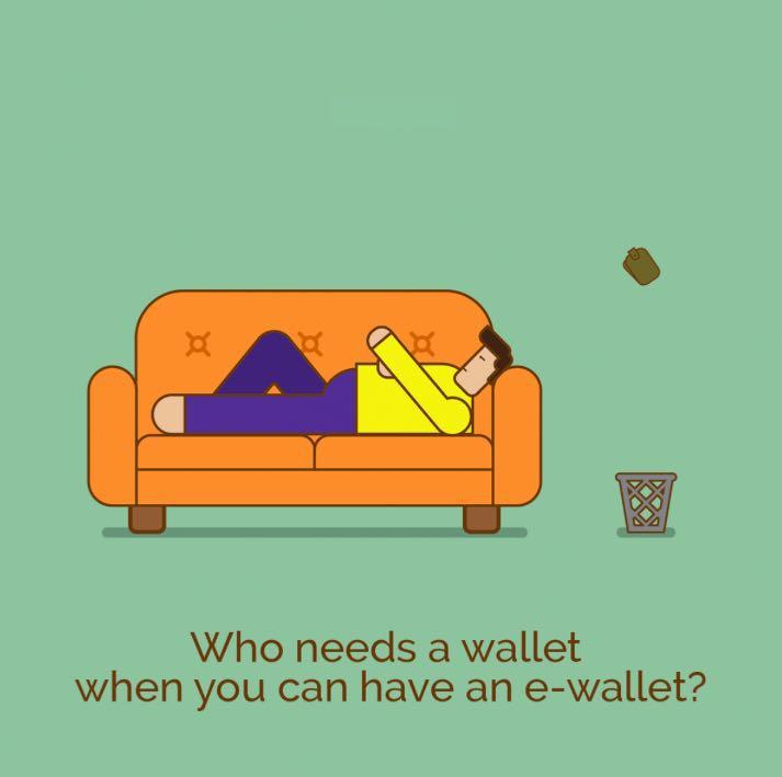 印度政府推广数字支付的插画：拥有了电子钱包，谁还需要钱包？©NITI