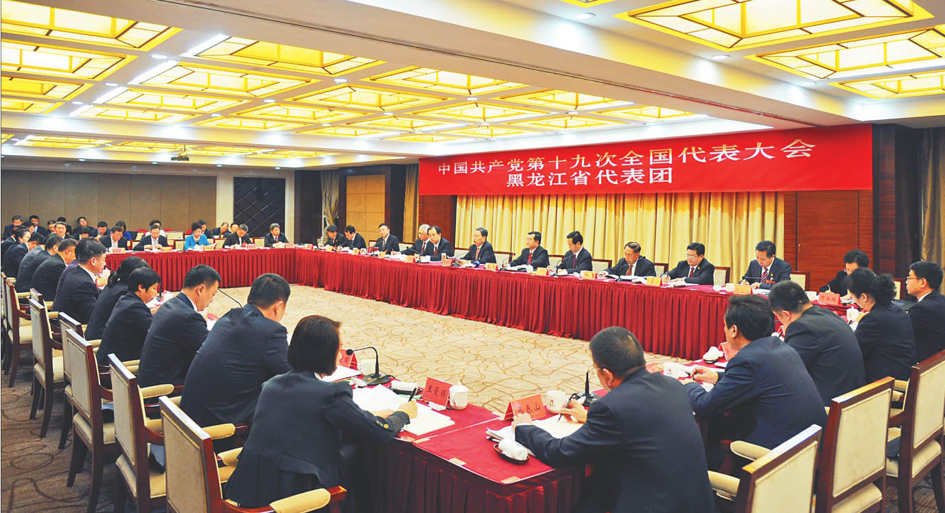 18日下战书,我省代表团在驻地集会厅召开全领会议,讨论十九大陈诉。徐旭 陈宝林 摄