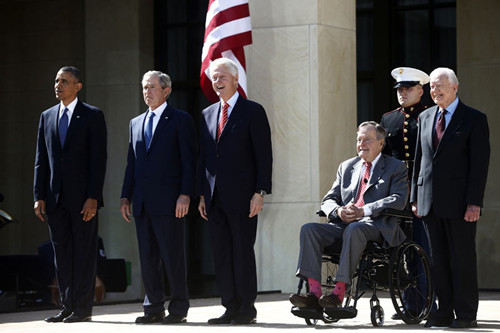 美国五位总统2013年齐聚布什图书馆