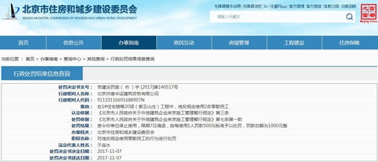 北京洪港华运建筑劳务有限公司因违反规定使用