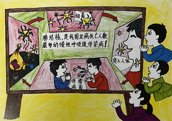 儿童手绘结核病防治漫画