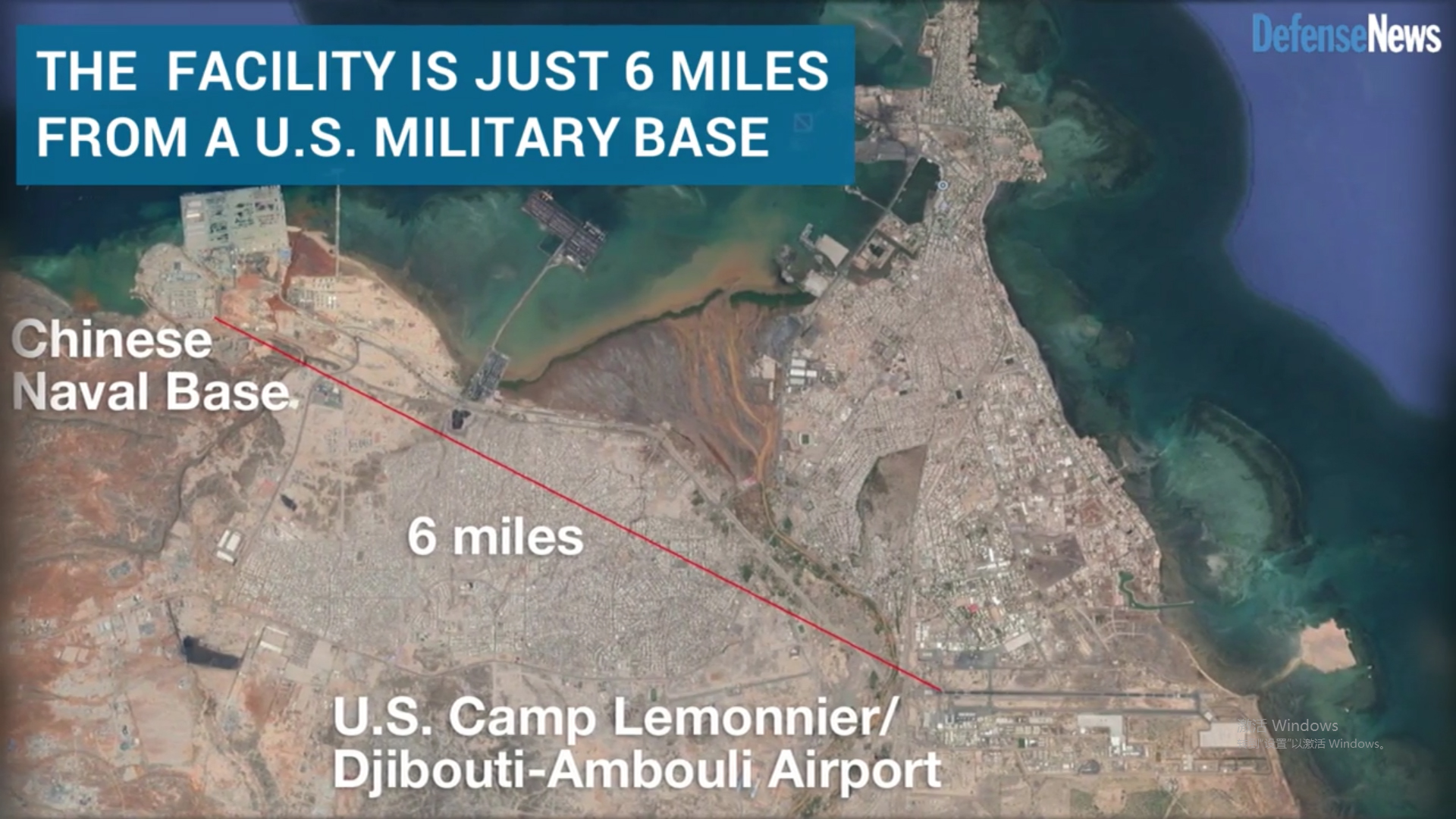 点击查看大图 视频中标识两基地距离6英里(近9.6公里)