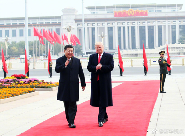 特朗普访华｜欢迎仪式和会谈高清大图来了特朗普仪式人民大会堂新浪军事新浪网 