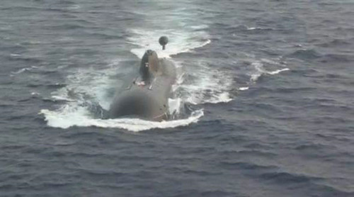 资料图片：印度租借俄罗斯的“查克拉-2号”核潜艇。（台湾中时电子报）