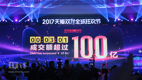 3分零1秒!2017天猫双11交易额突破100亿元|天