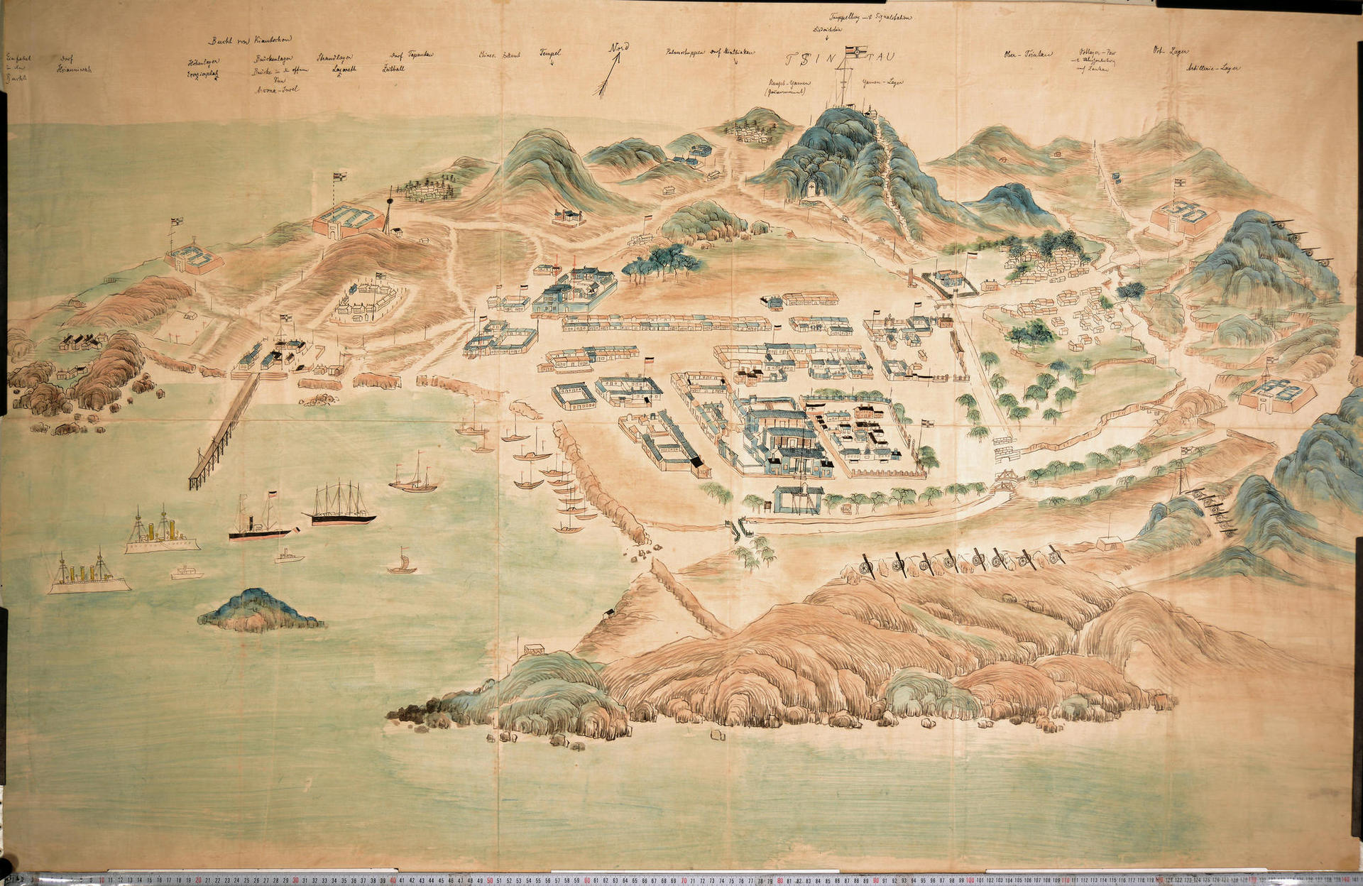 120年前的青岛鸟瞰地图首次展示,栈桥、小青岛