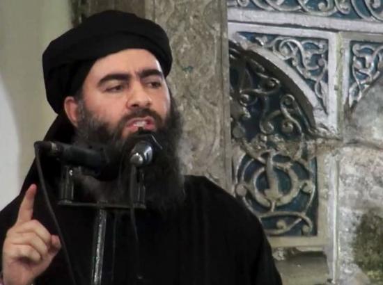 图为极端组织“伊斯兰国”头目巴格达迪正在演讲