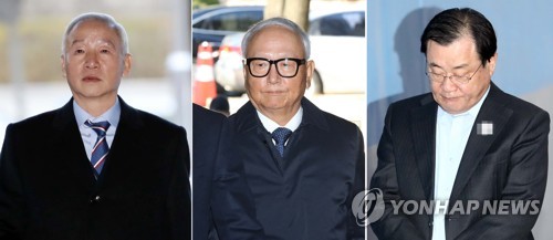 韩国国家情报院3名前院长：从左到右依次为南在俊、李炳浩、李丙琪（图源：韩联社）
