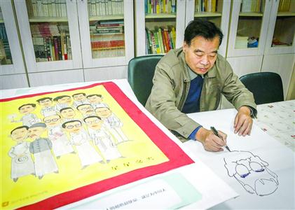 自得其乐的“社区漫画家”吴济良 /晨报记者 张佳琪