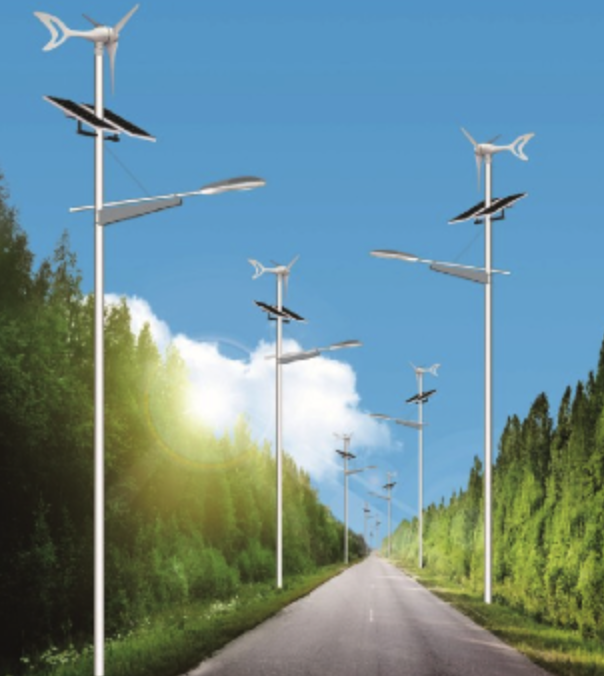 未来无人巴士行驶道路上，配合智慧路灯与风机装置示意图。（喜门史塔雷克提供）