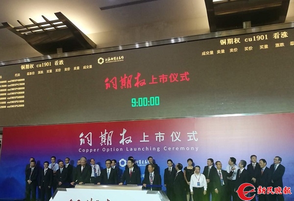 国内首个工业期货期权品种铜期权今天上午挂牌
