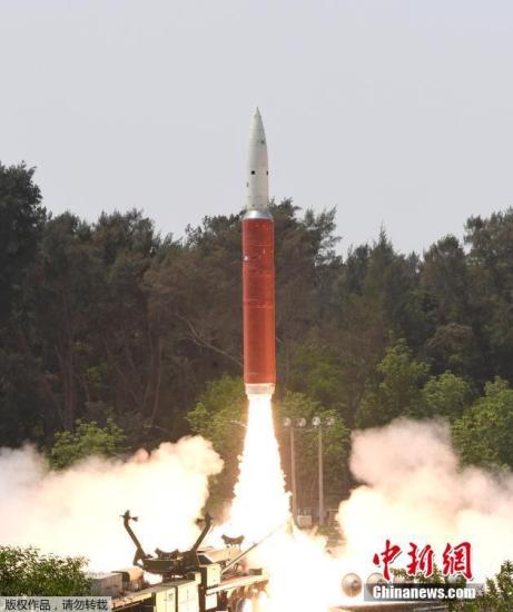 资料图：当地时间3月27日，印度成功试射一枚反卫星导弹，并在三分钟后成功命中一颗卫星。