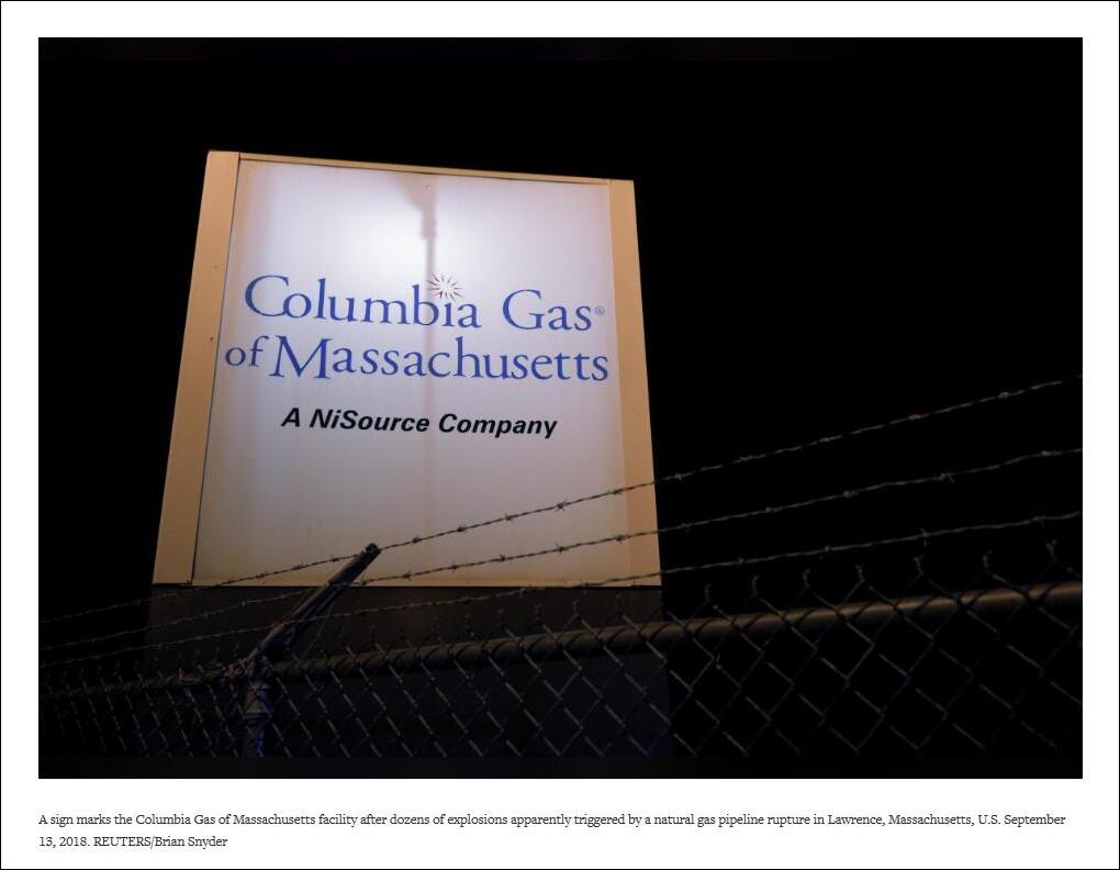 路透社报道截图：事发地一处哥伦比亚燃气公司的招牌。