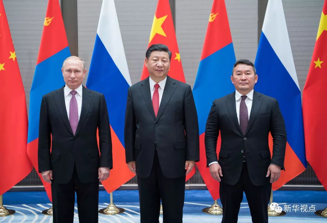 习近平同俄罗斯总统普京、蒙古国总统巴特图勒嘎举行中俄蒙三国元首第四次会晤