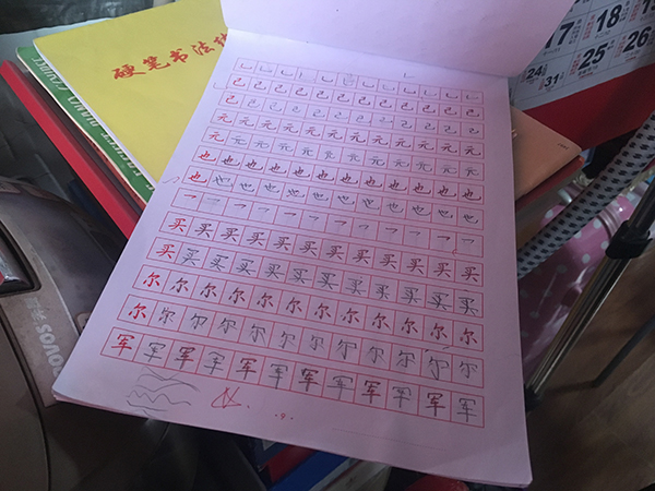 女孩的练字本