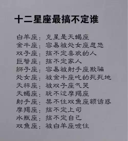 十二星座最搞不定谁?谈恋爱时脾气最好的十二星座排行榜