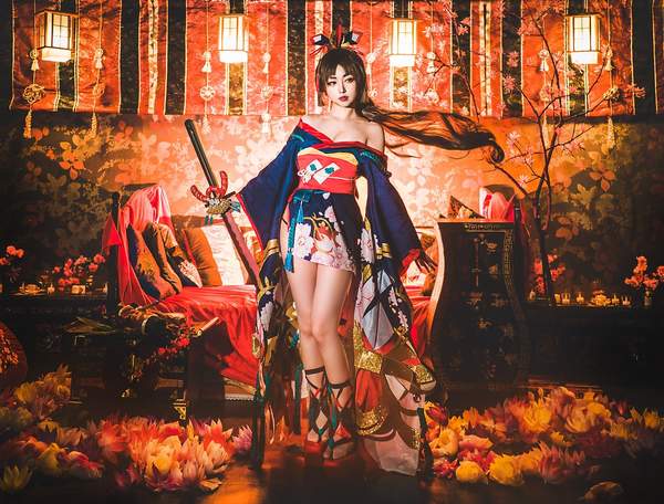 螺旋猫COS《阴阳师》妖刀姬 迷人御姐长刀在手霸气妖娆