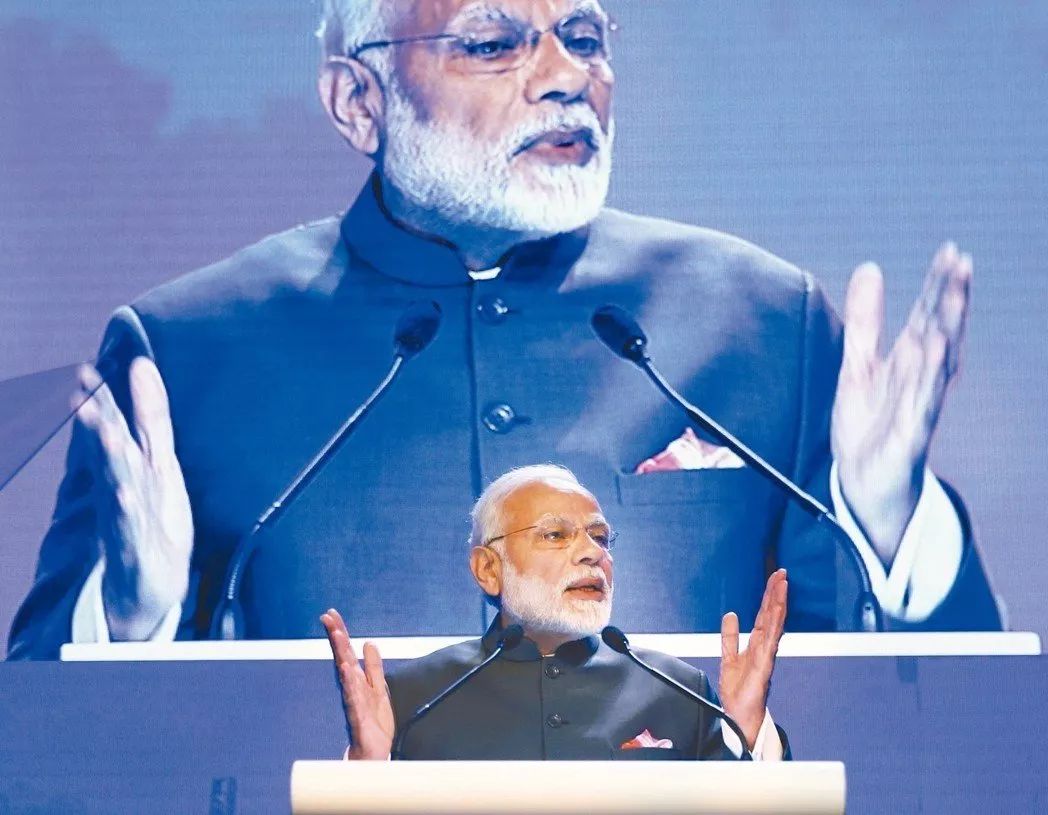 ▲6月1日，印度总理莫迪在新加坡香格里拉对话会议发表专题演说。（路透社）